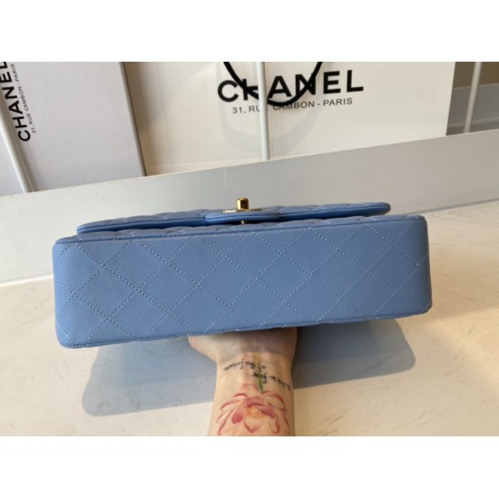 Replica Borsa con patta classica A1112 Hardware in oro blu Griffate