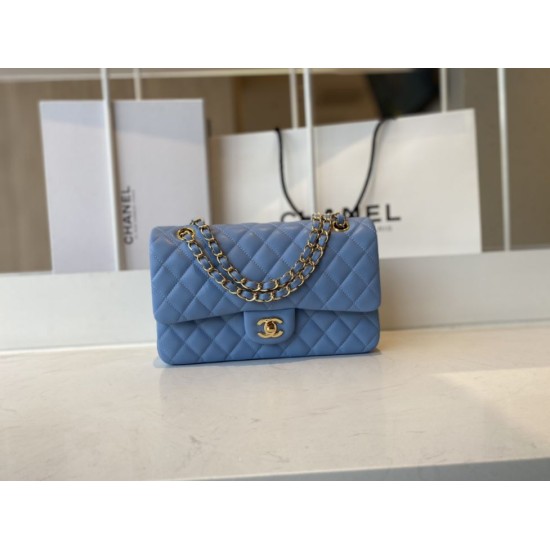 Replica Borsa con patta classica A1112 Hardware in oro blu Griffate