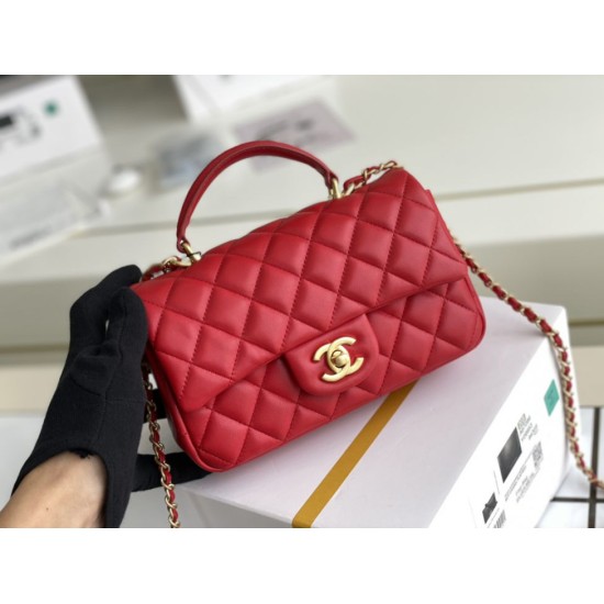 Dupe Mini Borsa con Patta in Pelle di Vitello Granata con Manico Superiore AS2431 Rosso imitazioni perfette Replica Mini Borsa con Patta in Pelle di Vitello Granata con Manico Superiore AS2431 Rosso Griffate