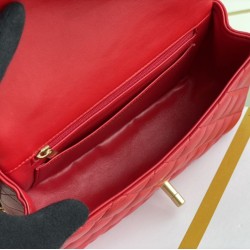 Replica Mini Borsa con Patta in Pelle di Vitello Granata con Manico Superiore AS2431 Rosso Griffate