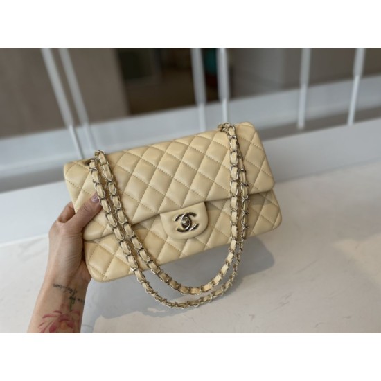 Dupe Borsa classica con patta A1112 Hardware in oro albicocca imitazioni perfette Replica Borsa classica con patta A1112 Hardware in oro albicocca Griffate