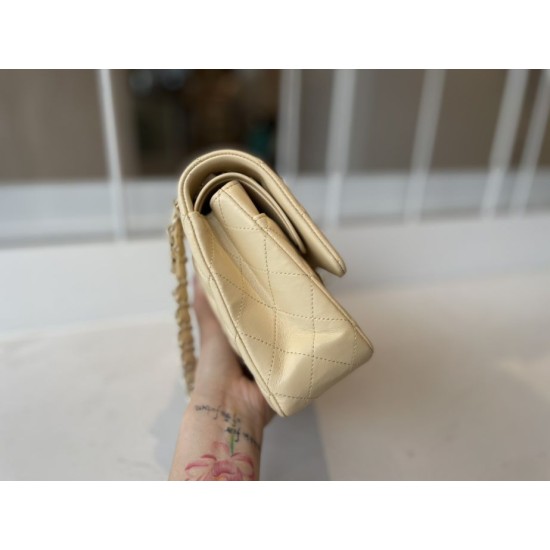 Dupe Borsa classica con patta A1112 Hardware in oro albicocca imitazioni perfette Replica Borsa classica con patta A1112 Hardware in oro albicocca Griffate