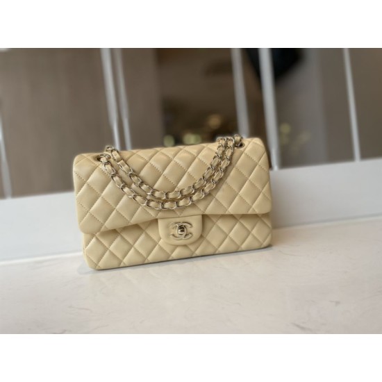 Dupe Borsa classica con patta A1112 Hardware in oro albicocca imitazioni perfette Replica Borsa classica con patta A1112 Hardware in oro albicocca Griffate