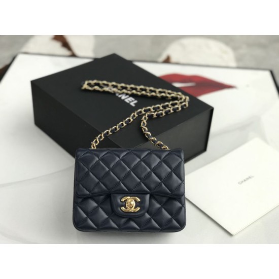 Dupe Mini borsa a tracolla classica con patta A1115 Hardware nero argento imitazioni perfette Replica Mini borsa a tracolla classica con patta A1115 Hardware nero argento Griffate