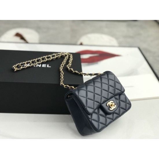 Dupe Mini borsa a tracolla classica con patta A1115 Hardware nero argento imitazioni perfette Replica Mini borsa a tracolla classica con patta A1115 Hardware nero argento Griffate
