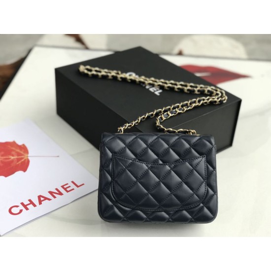 Dupe Mini borsa a tracolla classica con patta A1115 Hardware nero argento imitazioni perfette Replica Mini borsa a tracolla classica con patta A1115 Hardware nero argento Griffate
