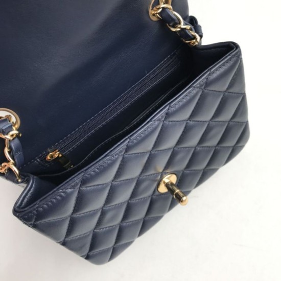 Dupe Mini borsa a tracolla classica con patta A1115 Hardware nero argento imitazioni perfette Replica Mini borsa a tracolla classica con patta A1115 Hardware nero argento Griffate