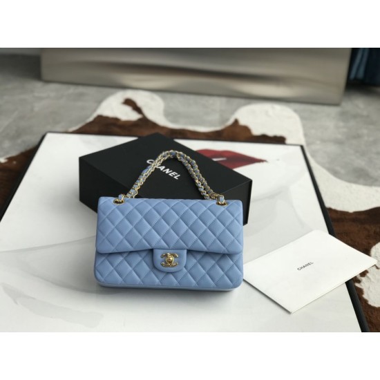 Dupe Borsa classica con patta A1112 Hardware oro blu cielo imitazioni perfette Replica Borsa classica con patta A1112 Hardware oro blu cielo Griffate