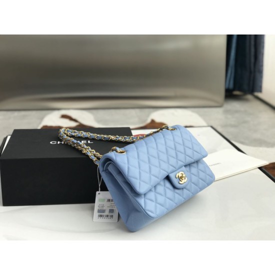 Dupe Borsa classica con patta A1112 Hardware oro blu cielo imitazioni perfette Replica Borsa classica con patta A1112 Hardware oro blu cielo Griffate