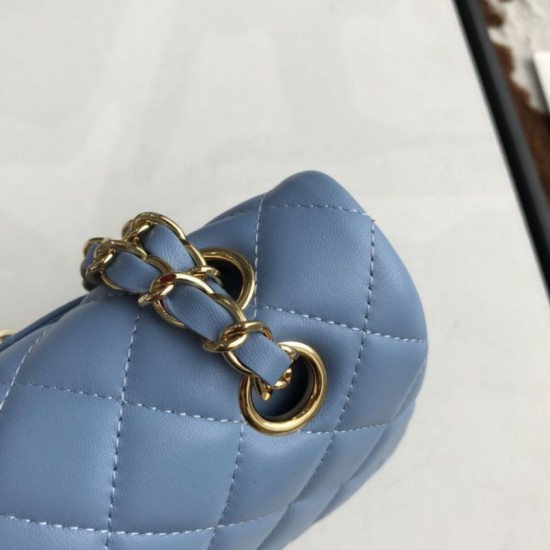 Dupe Borsa classica con patta A1112 Hardware oro blu cielo imitazioni perfette Replica Borsa classica con patta A1112 Hardware oro blu cielo Griffate