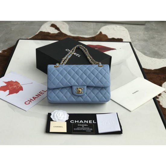 Dupe Borsa classica con patta A1112 Hardware oro blu cielo imitazioni perfette Replica Borsa classica con patta A1112 Hardware oro blu cielo Griffate
