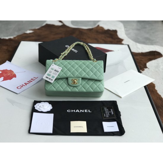 Replica Borsa classica con patta A1112 Hardware argento verde chiaro Griffate