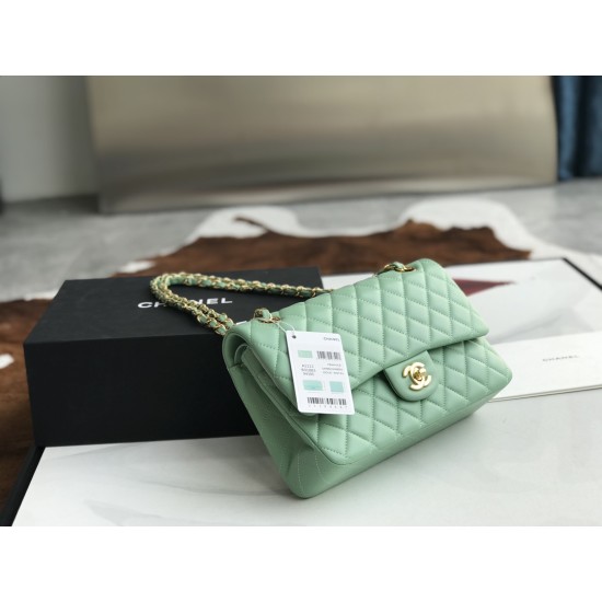 Replica Borsa classica con patta A1112 Hardware argento verde chiaro Griffate