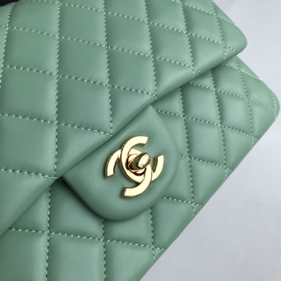 Replica Borsa classica con patta A1112 Hardware argento verde chiaro Griffate