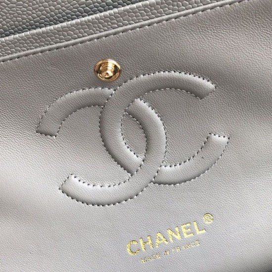 Dupe Borsa con patta classica in pelle di vitello granulata A1112 Grigio imitazioni perfette Replica Borsa con patta classica in pelle di vitello granulata A1112 Grigio Griffate