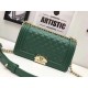 Riproduzione Fedele Le Boy Medium Borsa in pelle vellutata Classic Flap verde imitazioni Replica Alta Qualità Le Boy Medium Borsa in pelle vellutata Classic Flap verde