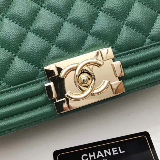 Riproduzione Fedele Le Boy Medium Borsa in pelle vellutata Classic Flap verde imitazioni Replica Alta Qualità Le Boy Medium Borsa in pelle vellutata Classic Flap verde