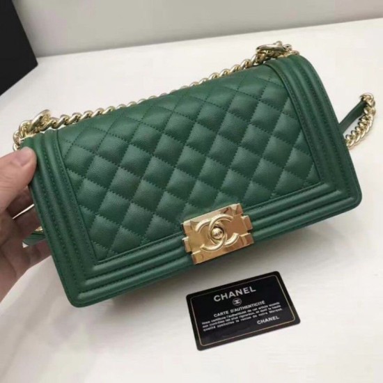 Riproduzione Fedele Le Boy Medium Borsa in pelle vellutata Classic Flap verde imitazioni Replica Alta Qualità Le Boy Medium Borsa in pelle vellutata Classic Flap verde