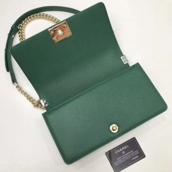 Riproduzione Fedele Le Boy Medium Borsa in pelle vellutata Classic Flap verde imitazioni Replica Alta Qualità Le Boy Medium Borsa in pelle vellutata Classic Flap verde
