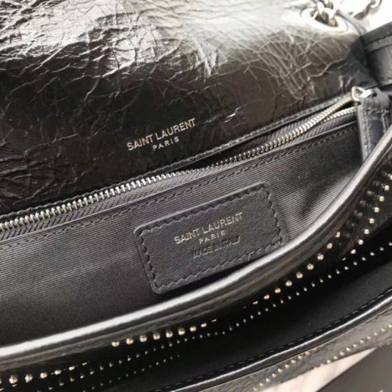 Riproduzione Fedele Borsa a catena media YSL Saint Laurent nera imitazioni Replica Alta Qualità Borsa a catena media YSL Saint Laurent nera