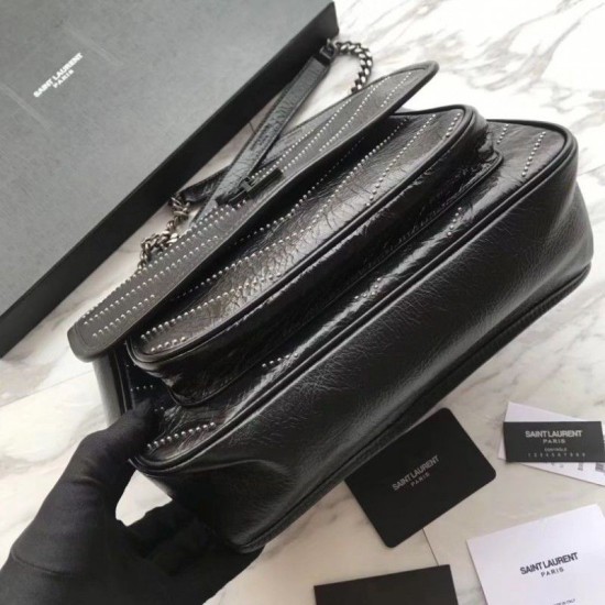 Riproduzione Fedele Borsa a catena media YSL Saint Laurent nera imitazioni Replica Alta Qualità Borsa a catena media YSL Saint Laurent nera