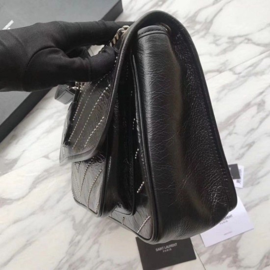 Riproduzione Fedele Borsa a catena media YSL Saint Laurent nera imitazioni Replica Alta Qualità Borsa a catena media YSL Saint Laurent nera