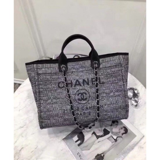 Replica Alta Qualità Dettagli perfetti Canvas Large Deauville Tote A66942 Grigio
