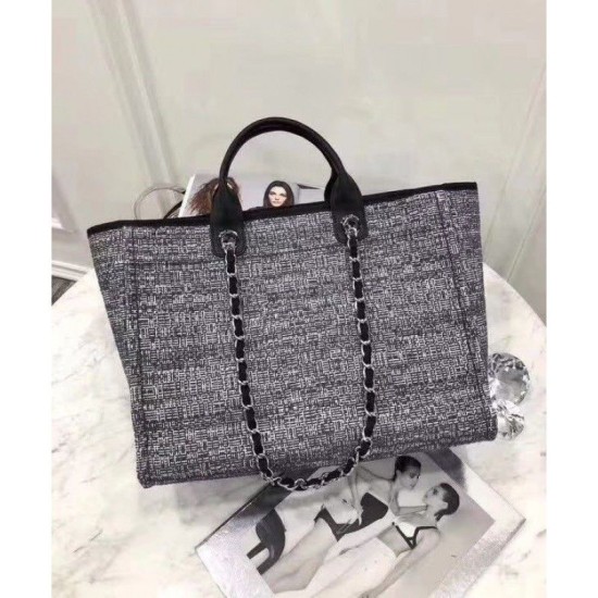 Replica Alta Qualità Dettagli perfetti Canvas Large Deauville Tote A66942 Grigio