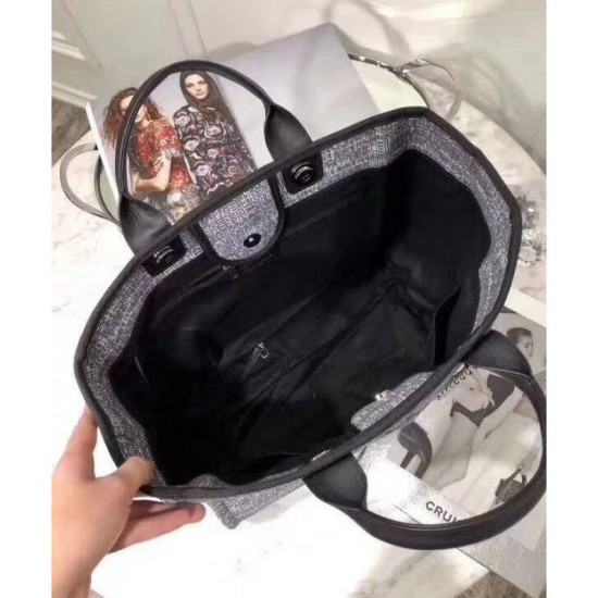 Replica Alta Qualità Dettagli perfetti Canvas Large Deauville Tote A66942 Grigio