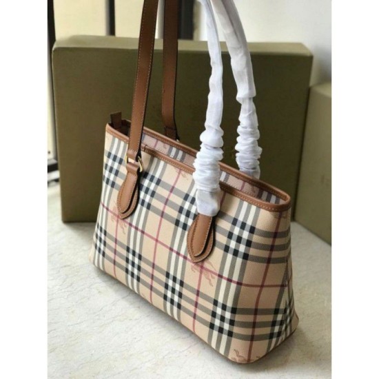 Burberry Borsa Replica per manico in PVC Marrone Dupe Perfetta Cloni Firmate Burberry Borsa Replica per manico in PVC Marrone imitazioni