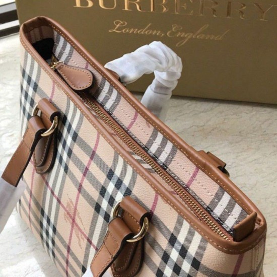 Burberry Borsa Replica per manico in PVC Marrone Dupe Perfetta Cloni Firmate Burberry Borsa Replica per manico in PVC Marrone imitazioni
