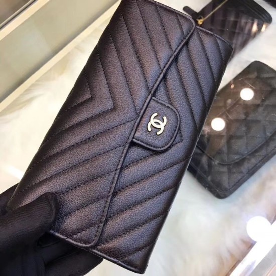 Riproduzione Fedele replica Portafoglio lungo Chevron A31506 Nero imitazioni Replica Alta Qualità Portafoglio lungo Chevron A31506 Nero
