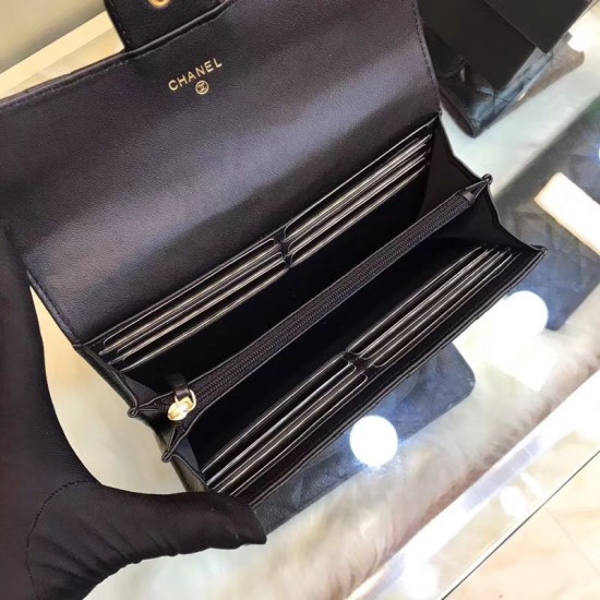Riproduzione Fedele replica Portafoglio lungo Chevron A31506 Nero imitazioni Replica Alta Qualità Portafoglio lungo Chevron A31506 Nero