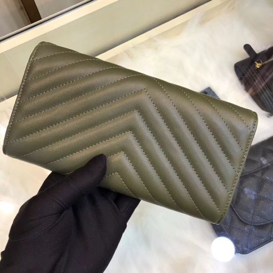 Riproduzione Fedele Alta gamma replica Portafoglio lungo Chevron A31506 verde imitazioni Replica Alta Qualità Alta gamma Portafoglio lungo Chevron A31506 verde