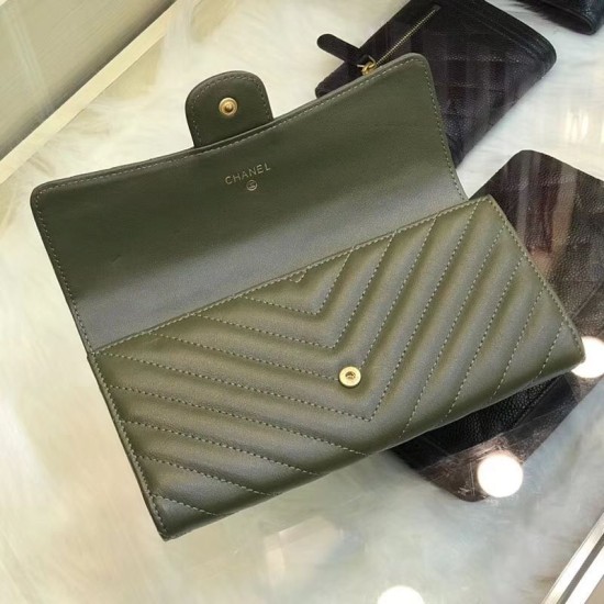 Riproduzione Fedele Alta gamma replica Portafoglio lungo Chevron A31506 verde imitazioni Replica Alta Qualità Alta gamma Portafoglio lungo Chevron A31506 verde