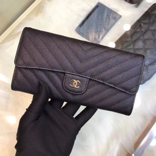Riproduzione Fedele Pari replica Long Portafoglio Caviar Leather A31506 Black imitazioni Replica Alta Qualità Pari Long Portafoglio Caviar Leather A31506 Black