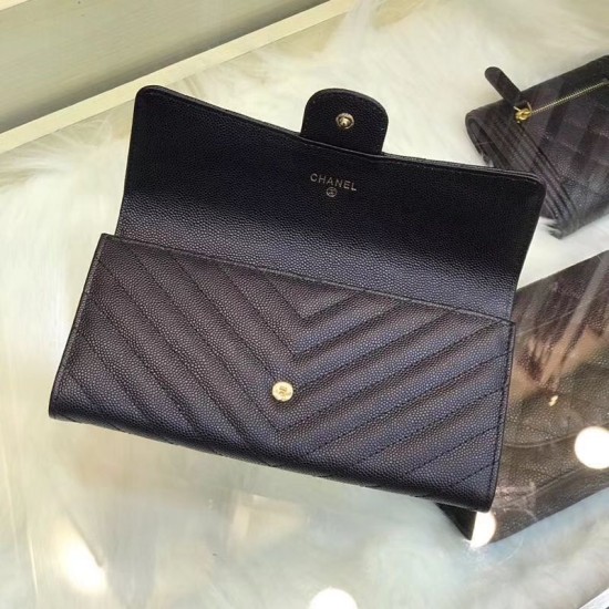 Riproduzione Fedele Pari replica Long Portafoglio Caviar Leather A31506 Black imitazioni Replica Alta Qualità Pari Long Portafoglio Caviar Leather A31506 Black