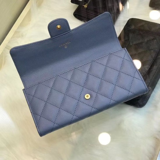 Riproduzione Fedele Long Portafoglio Caviar Leather A31506 Blue imitazioni Replica Alta Qualità Long Portafoglio Caviar Leather A31506 Blue