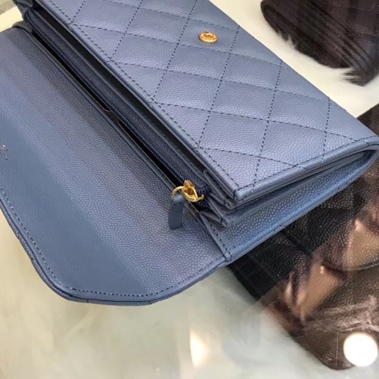 Riproduzione Fedele Long Portafoglio Caviar Leather A31506 Blue imitazioni Replica Alta Qualità Long Portafoglio Caviar Leather A31506 Blue