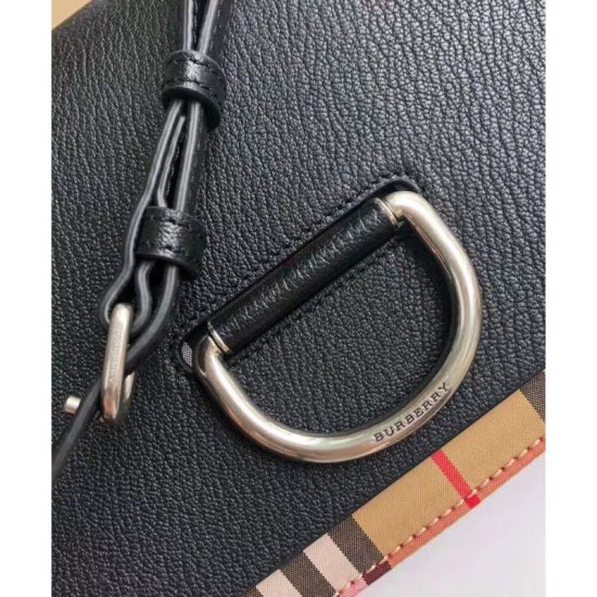 Riproduzione Fedele Mini Vintage Check e Leather D-ring Borse Black imitazioni Replica Alta Qualità Mini Vintage Check e Leather D-ring Borse Black