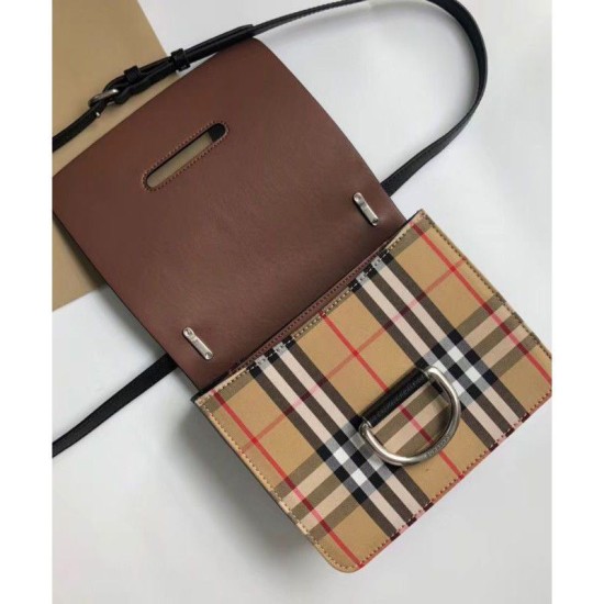 Riproduzione Fedele Mini Vintage Check e Leather D-ring Borse Black imitazioni Replica Alta Qualità Mini Vintage Check e Leather D-ring Borse Black