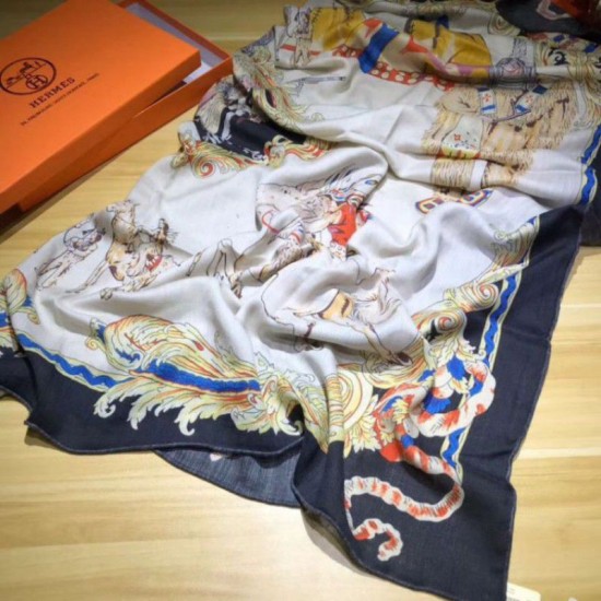 Replica Alta Qualità Sciarpe di seta di cachemire Hermes 140 nero
