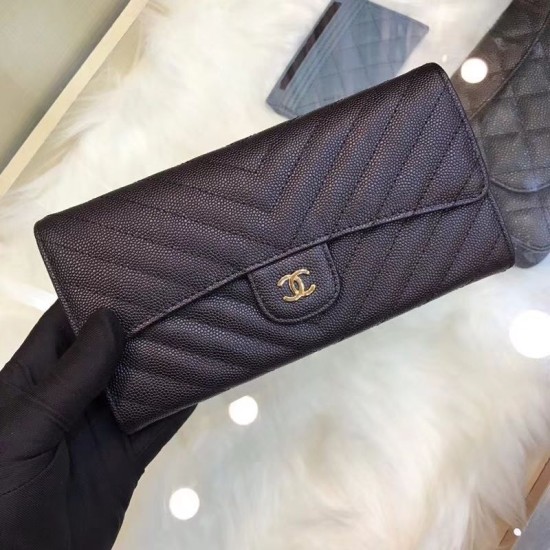 Riproduzione Fedele Pari replica Long Portafoglio Caviar Leather A31506 Black imitazioni Replica Alta Qualità Pari Long Portafoglio Caviar Leather A31506 Black