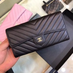 Replica Alta Qualità Portafoglio lungo Chevron A31506 Nero
