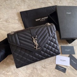 Cloni Firmate Borsa Replica per buste medie YSL Saint Laurent Mix Matelasse nero argento hardware imitazioni