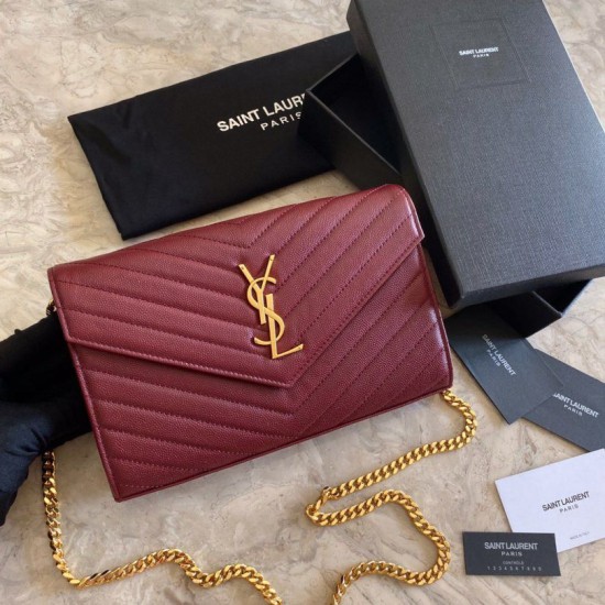 Clarinetto in pelle martellata YSL Saint Laurent con busta con catena a busta Dupe Perfetta Cloni Firmate Clarinetto in pelle martellata YSL Saint Laurent con busta con catena a busta imitazioni