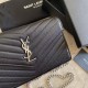 Cloni Firmate Imitazione Portafoglio con catena YSL Saint Laurent con busta a catena in pelle martellata nero argento hardware imitazioni
