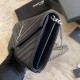 Cloni Firmate Imitazione Portafoglio con catena YSL Saint Laurent con busta a catena in pelle martellata nero argento hardware imitazioni
