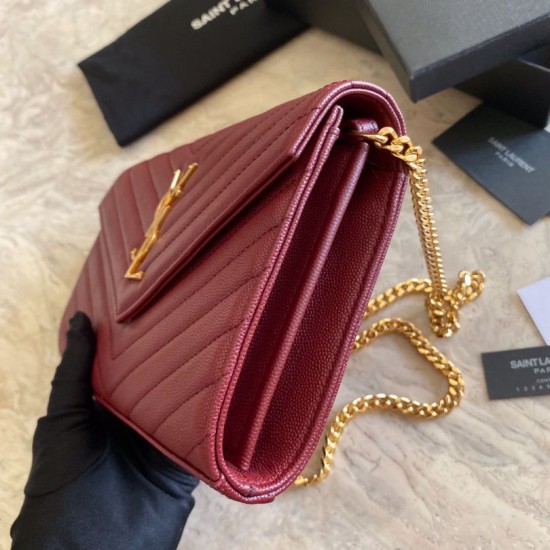 Clarinetto in pelle martellata YSL Saint Laurent con busta con catena a busta Dupe Perfetta Cloni Firmate Clarinetto in pelle martellata YSL Saint Laurent con busta con catena a busta imitazioni
