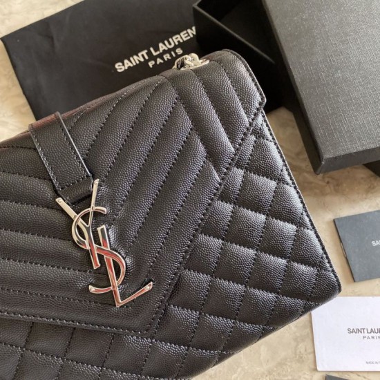 Cloni Firmate Borsa Replica per buste medie YSL Saint Laurent Mix Matelasse nero argento hardware imitazioni
